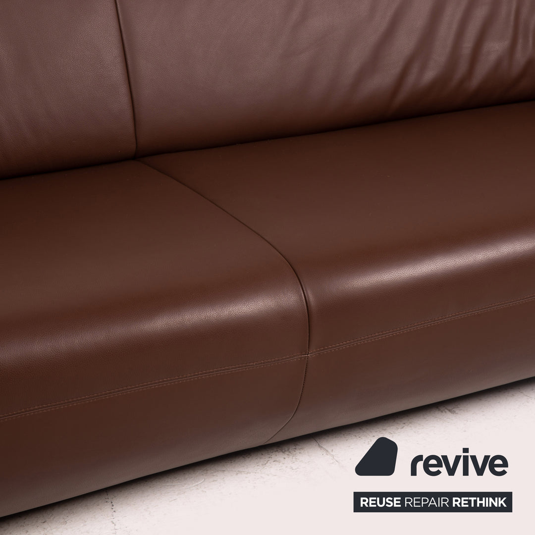 Koinor Pearl Leather Sofa Brown Dark Brown Four Seater Couch