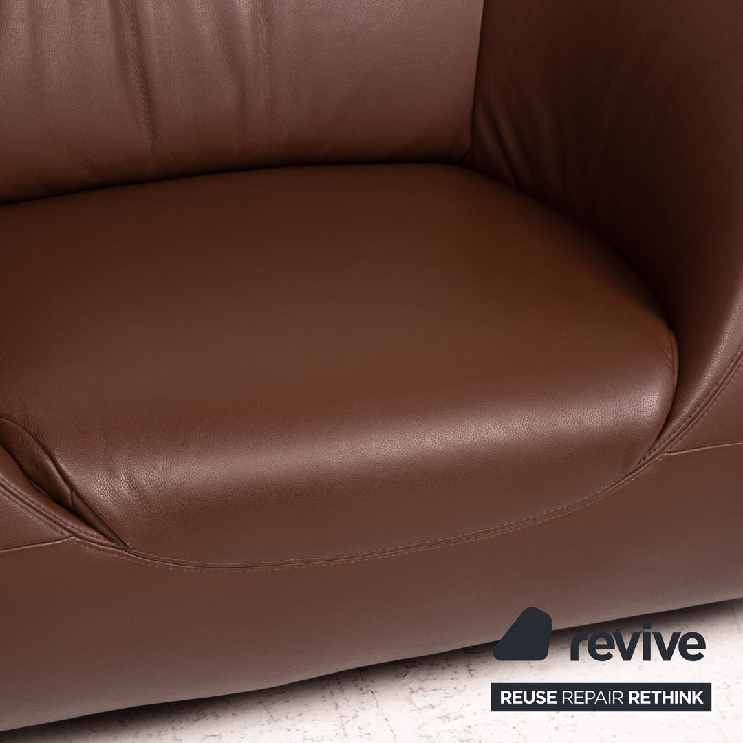 Koinor Pearl Leather Sofa Set Dark Brown 1x four-seater 1x three-seater 1x armchair