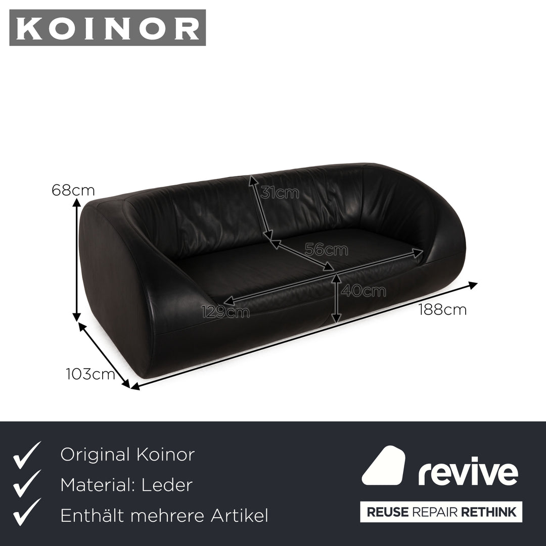 Koinor Pearl Leder Sofa Garnitur Schwarz Dreisitzer Zweisitzer Sofa Couch