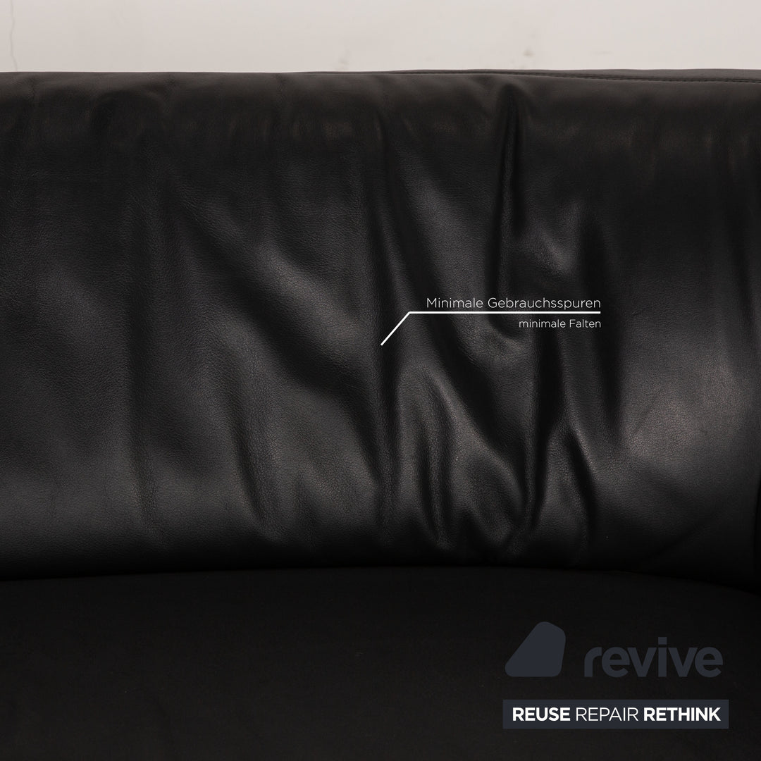 Koinor Pearl Leder Sofa Garnitur Schwarz Dreisitzer Zweisitzer Sofa Couch