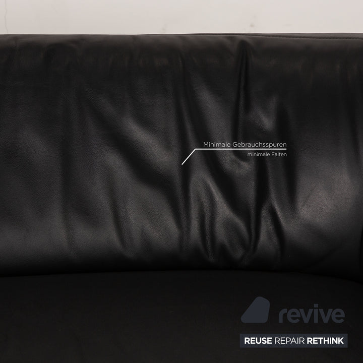 Koinor Pearl Leder Sofa Garnitur Schwarz Dreisitzer Zweisitzer Sofa Couch