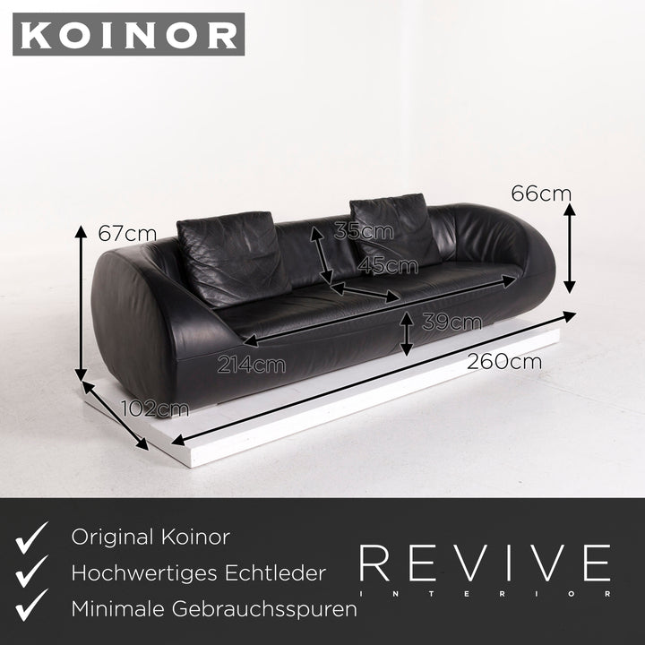 Koinor canapé en cuir perlé noir canapé trois places #12592