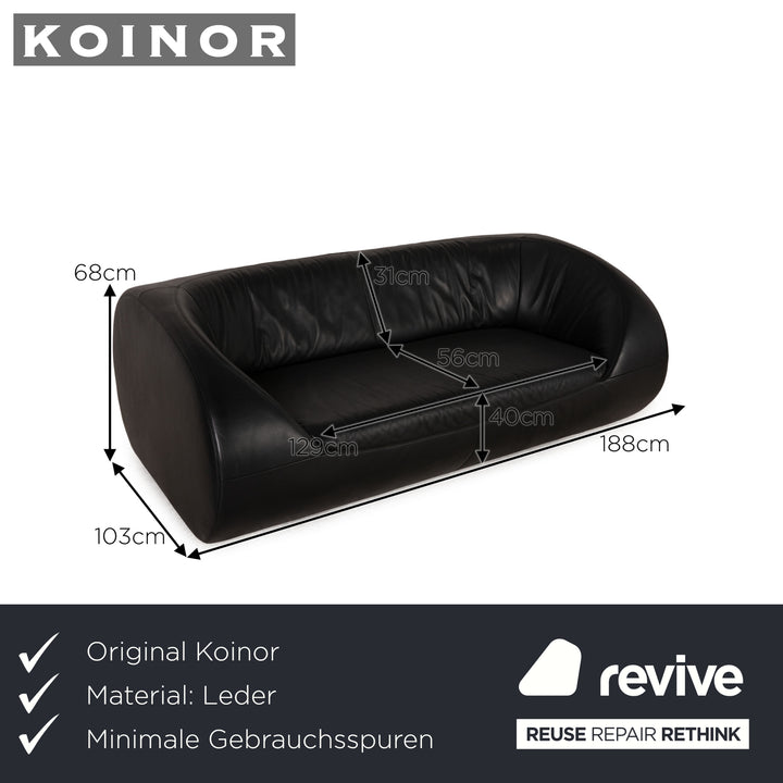 Koinor Pearl Leder Zweisitzer Schwarz Sofa Couch