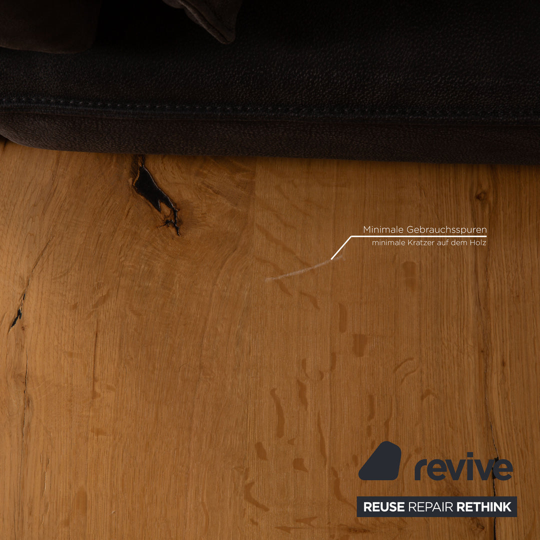 Koinor Phoenix Leder Zweisitzer Grau Sofa Grau Ecksofa Holz Podest manuelle Funktion Couch Recamiere rechts