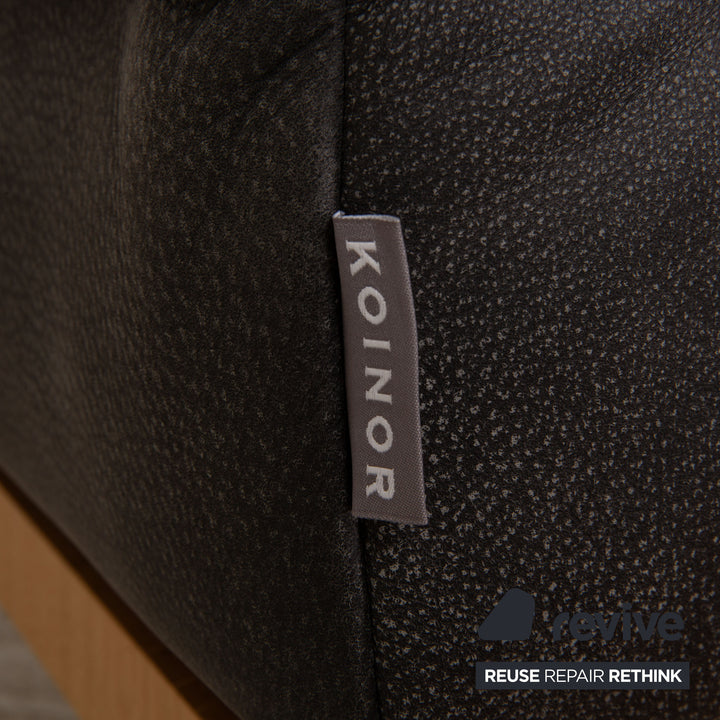 Koinor Phoenix Leder Zweisitzer Grau Sofa Grau Ecksofa Holz Podest manuelle Funktion Couch Recamiere rechts