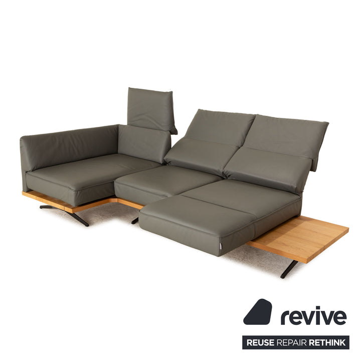 Koinor Phoenix canapé d'angle en cuir gris canapé à fonction manuelle
