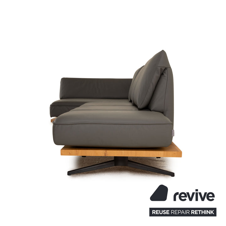 Koinor Phoenix canapé d'angle en cuir gris canapé à fonction manuelle