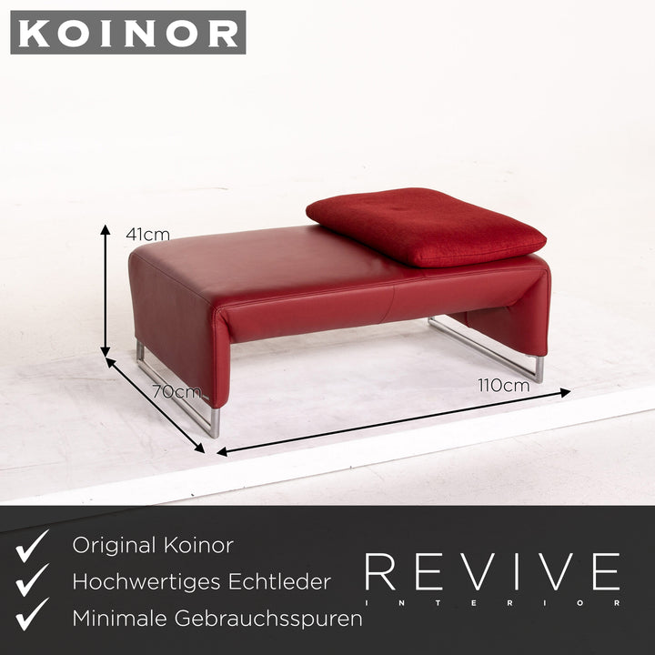 Koinor Ramon Leder Sofa Garnitur Rot 1x Zweisitzer 1x Hocker Funktion #14896