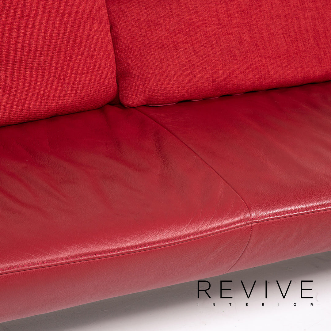 Koinor Ramon Leder Sofa Garnitur Rot 1x Zweisitzer 1x Hocker Funktion #14896