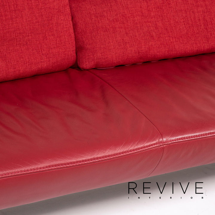 Koinor Ramon Leder Sofa Garnitur Rot 1x Zweisitzer 1x Hocker Funktion #14896
