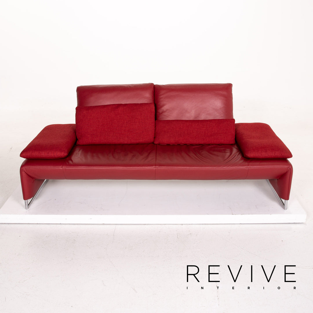 Koinor Ramon Leder Sofa Garnitur Rot 1x Zweisitzer 1x Hocker Funktion #14896