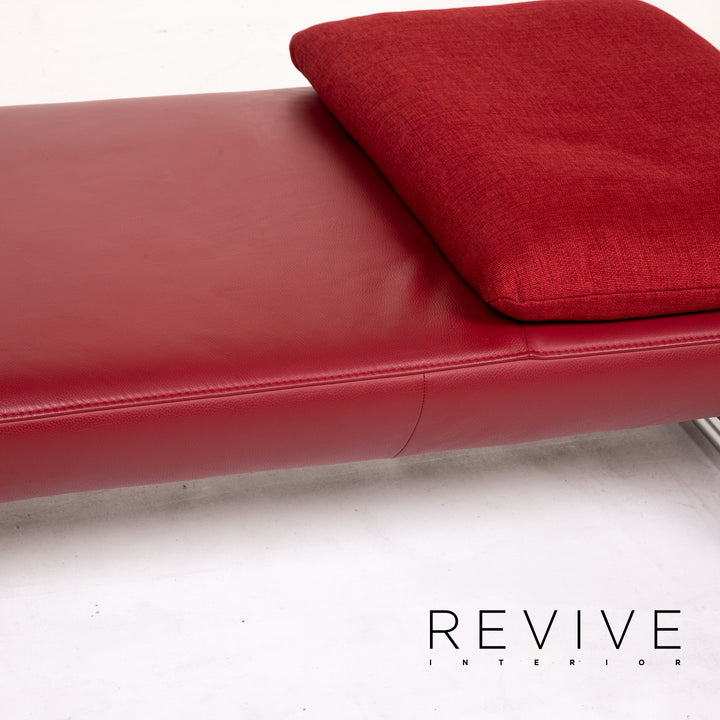 Koinor Ramon Leder Sofa Garnitur Rot 1x Zweisitzer 1x Hocker Funktion #14896