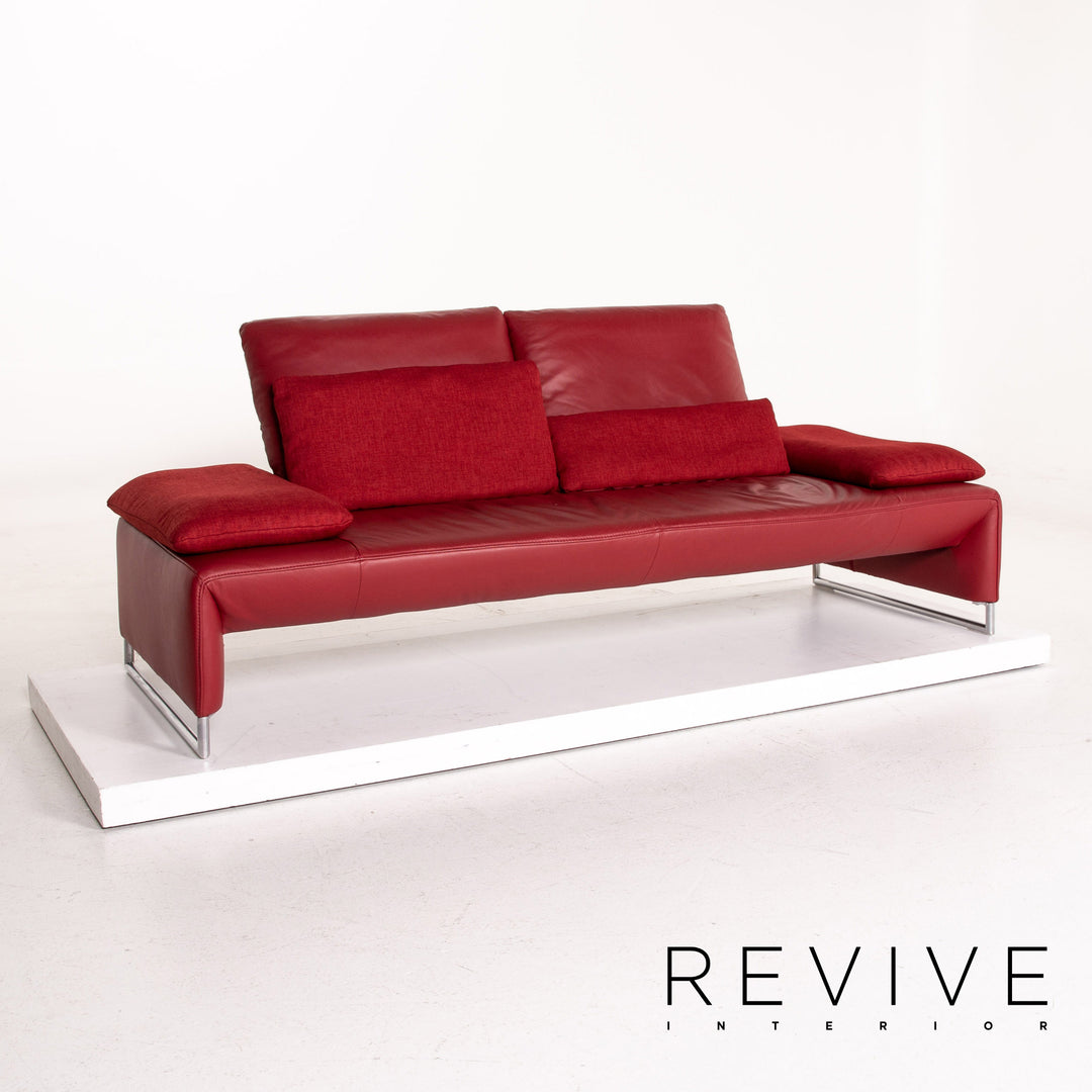 Koinor Ramon Leder Sofa Garnitur Rot 1x Zweisitzer 1x Hocker Funktion #14896
