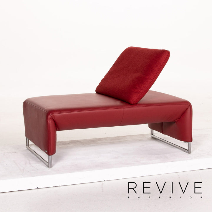 Koinor Ramon Leder Sofa Garnitur Rot 1x Zweisitzer 1x Hocker Funktion #14896