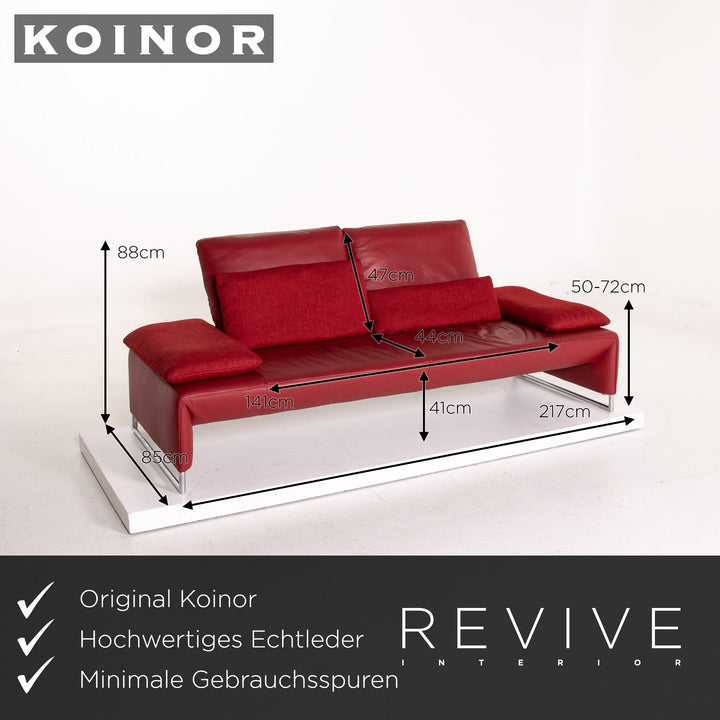 Koinor Ramon Leather Sofa Red Two Seater Function Couch #14600