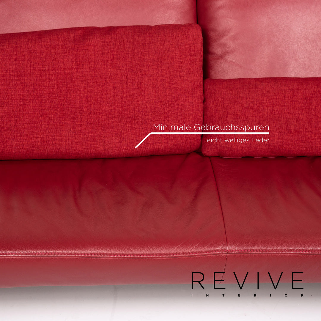 Koinor Ramon Leather Sofa Red Two Seater Function Couch #14600