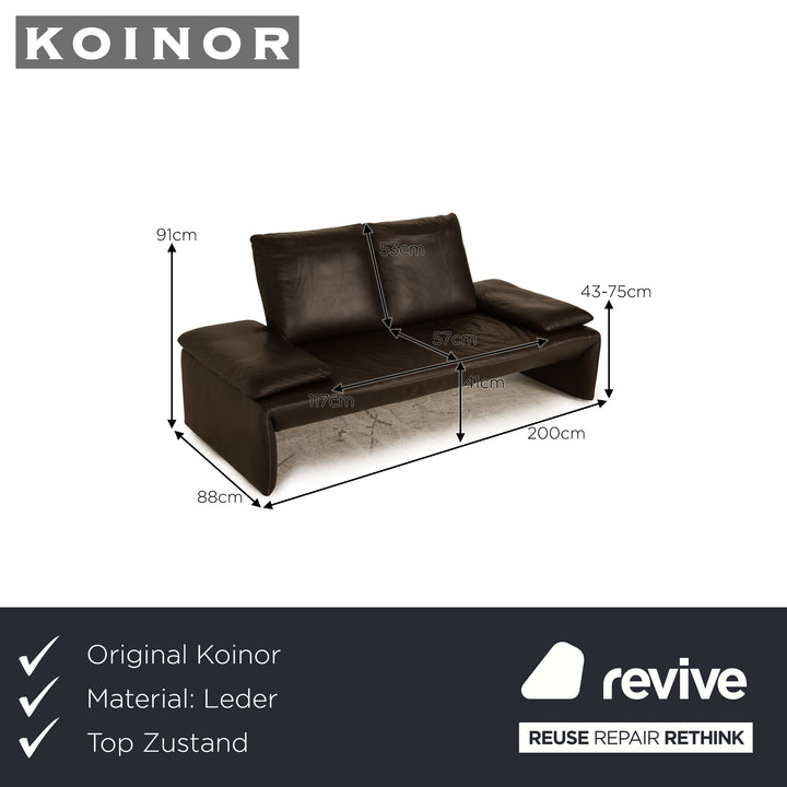 Koinor Ramon Leather Two Seater Brown Sofa Couch Function