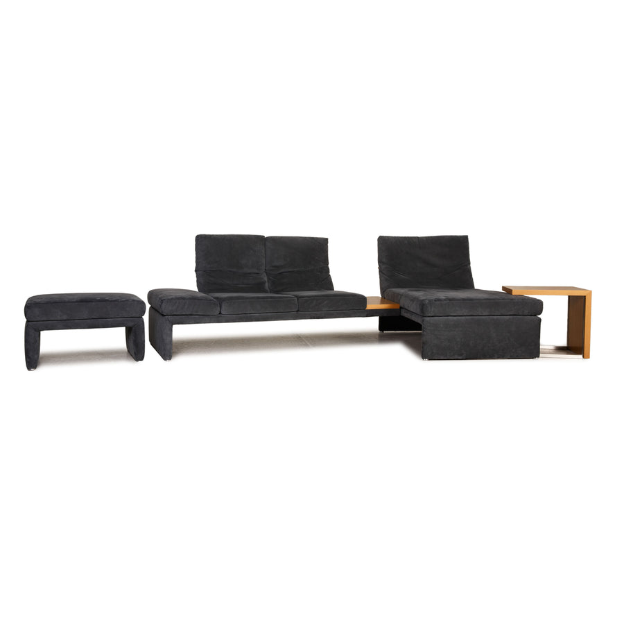 Koinor Raoul Alcantara Sofa Garnitur Grau Ecksofa Hocker Tisch