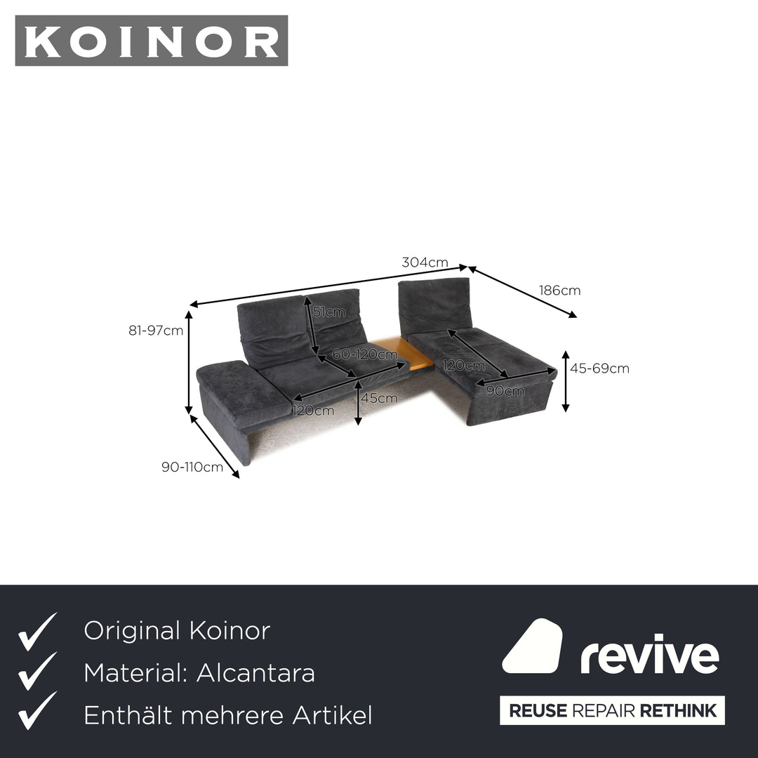 Koinor Raoul Alcantara Sofa Garnitur Grau Ecksofa Hocker Tisch