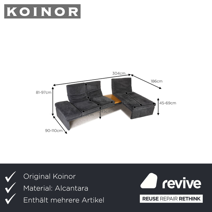 Koinor Raoul Alcantara Sofa Garnitur Grau Ecksofa Hocker Tisch