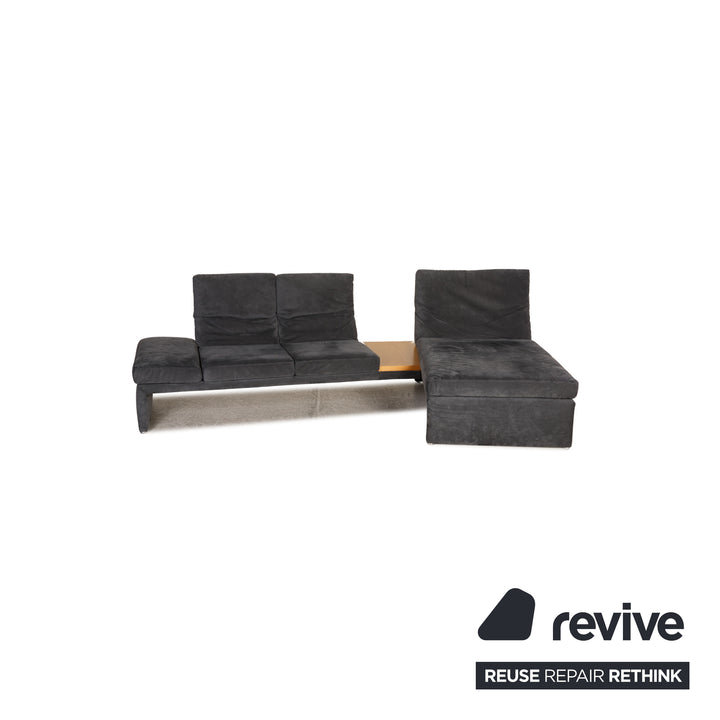 Koinor Raoul Alcantara Sofa Garnitur Grau Ecksofa Hocker Tisch