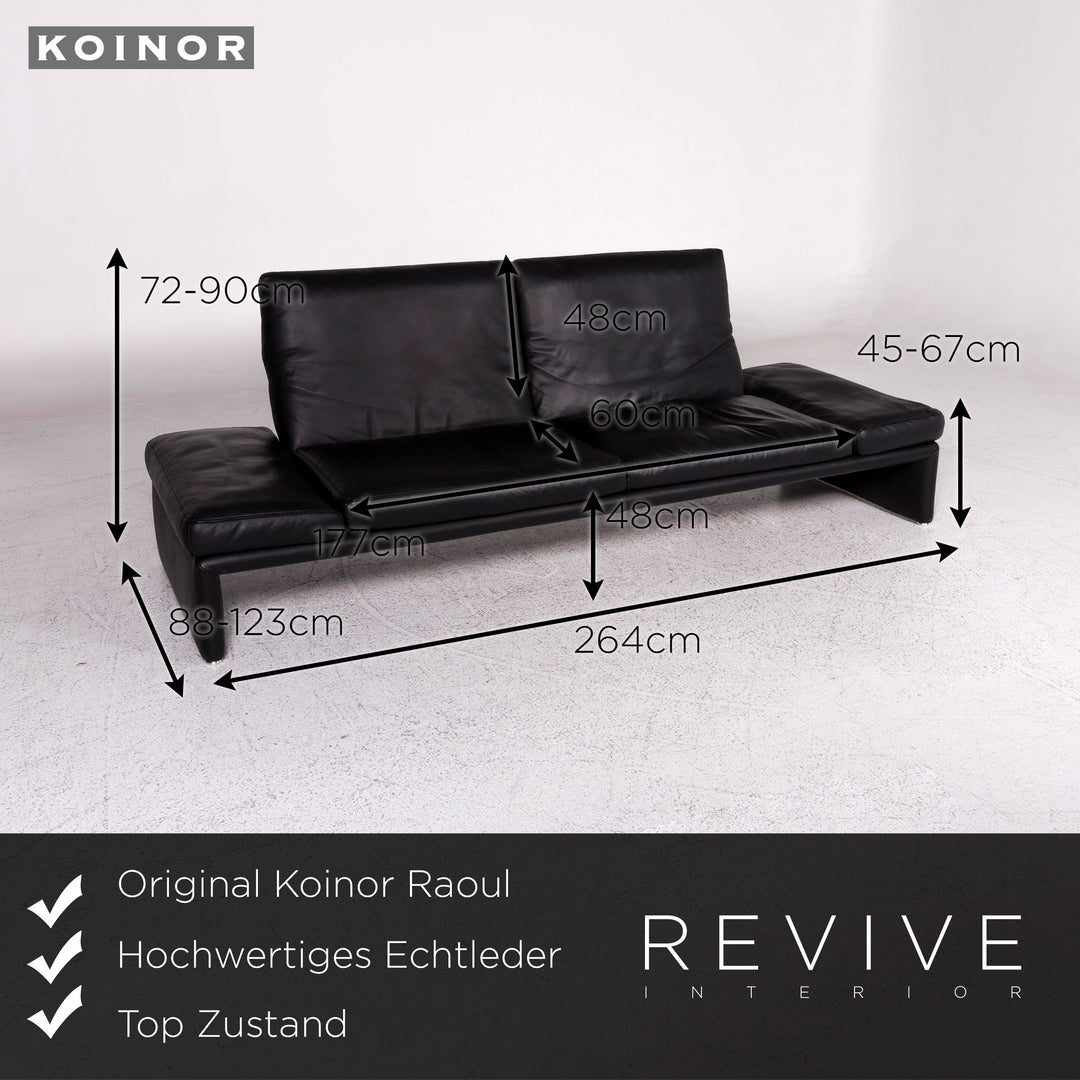 Koinor Raoul Designer Leder Sofa Garnitur Schwarz 1x Dreisitzer 1x Zweisitzer #9915