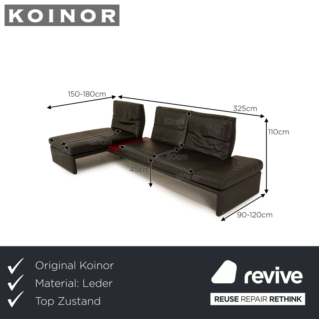 Koinor Raoul Leder Grau Ecksofa elektrische Funktion Sofa Couch Recamiere links