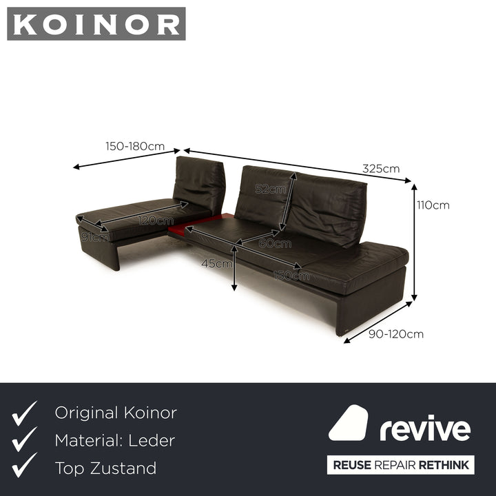 Koinor Raoul Leder Grau Ecksofa elektrische Funktion Sofa Couch Recamiere links