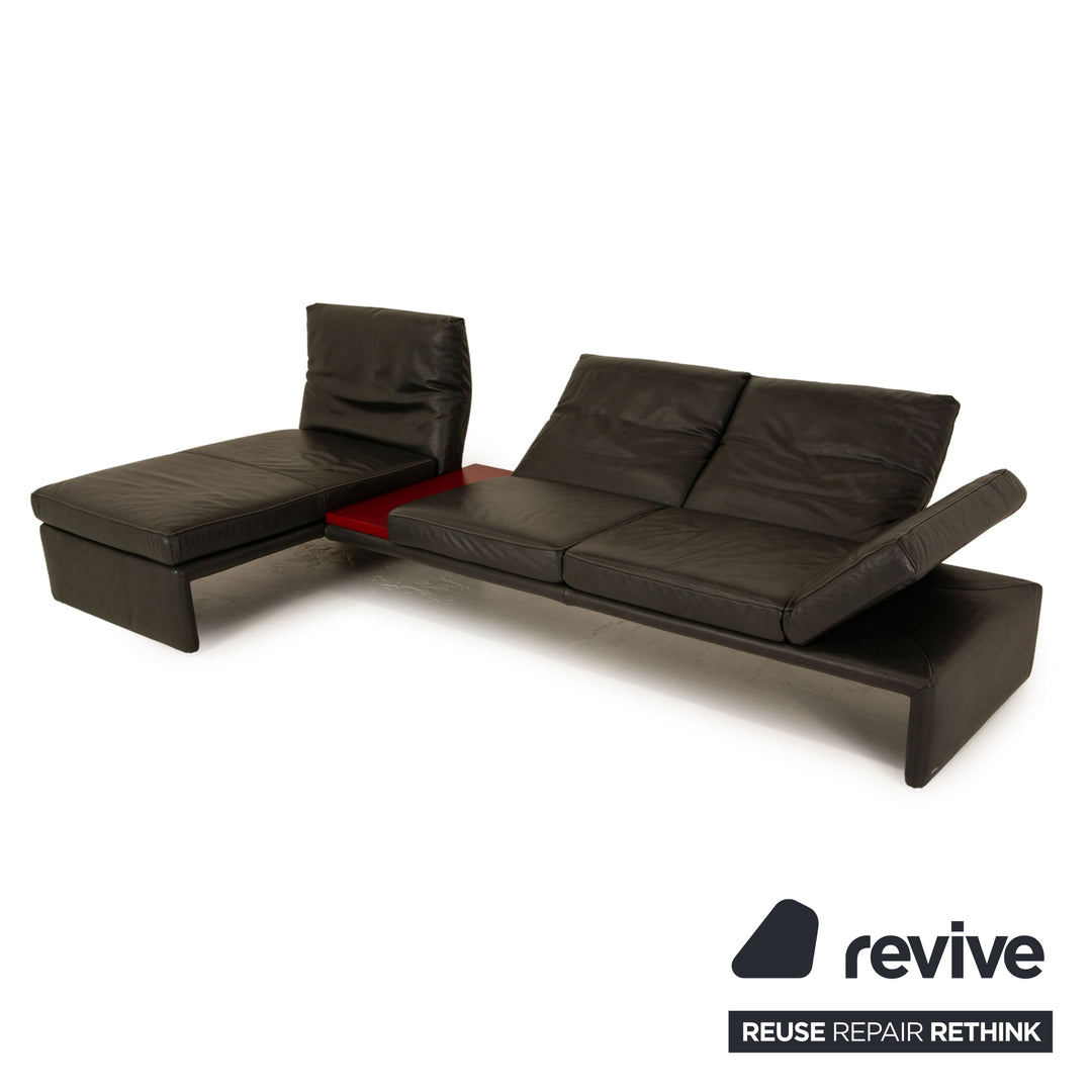 Koinor Raoul Leder Grau Ecksofa elektrische Funktion Sofa Couch Recamiere links