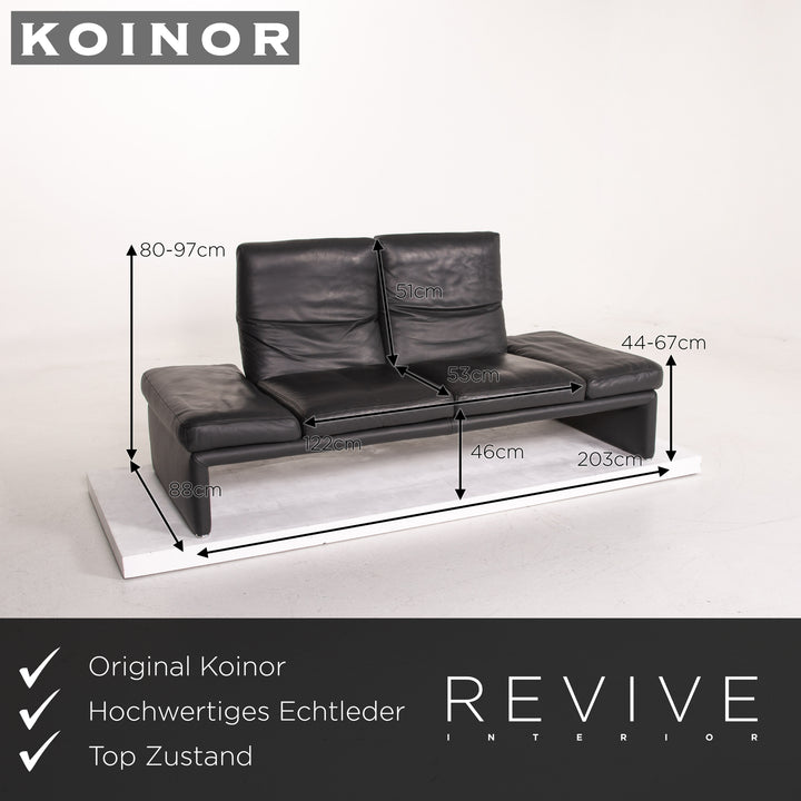 Koinor Raoul Leder Sofa Anthrazit Grau Zweisitzer Funktion Couch #14346