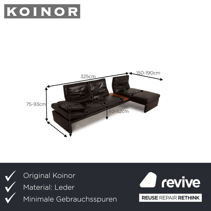 Koinor Raoul leather sofa dark brown corner sofa couch electric function