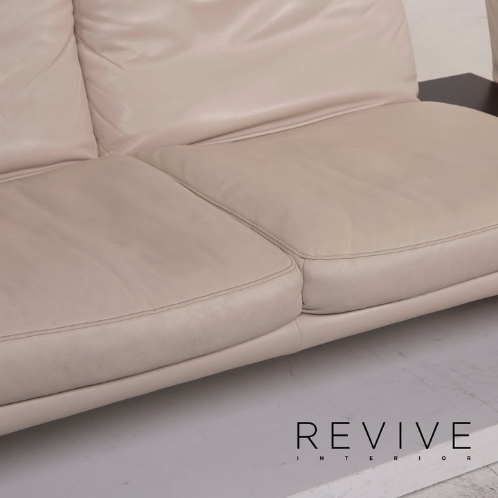 Koinor Raoul leather sofa set cream corner sofa electric function footstool #15244