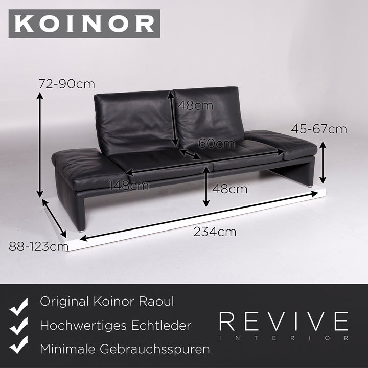 Koinor Raoul ensemble canapé cuir gris anthracite 1x deux places 1x tabouret fonction relaxation #10515