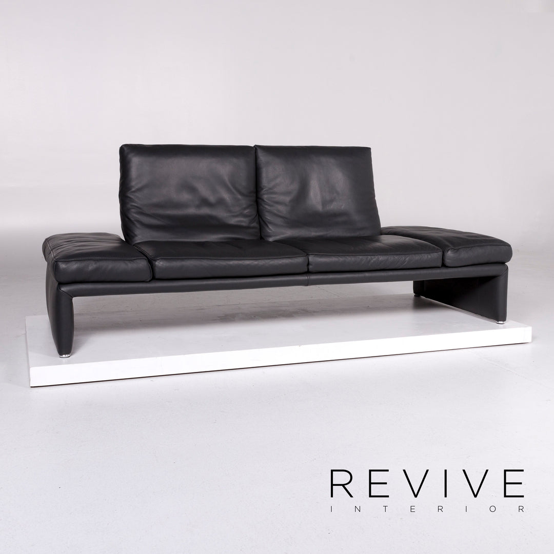 Koinor Raoul ensemble canapé cuir gris anthracite 1x deux places 1x tabouret fonction relaxation #10515