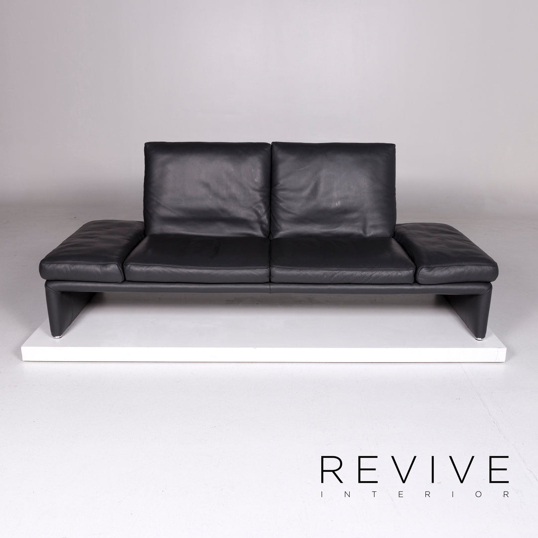 Koinor Raoul ensemble canapé cuir gris anthracite 1x deux places 1x tabouret fonction relaxation #10515