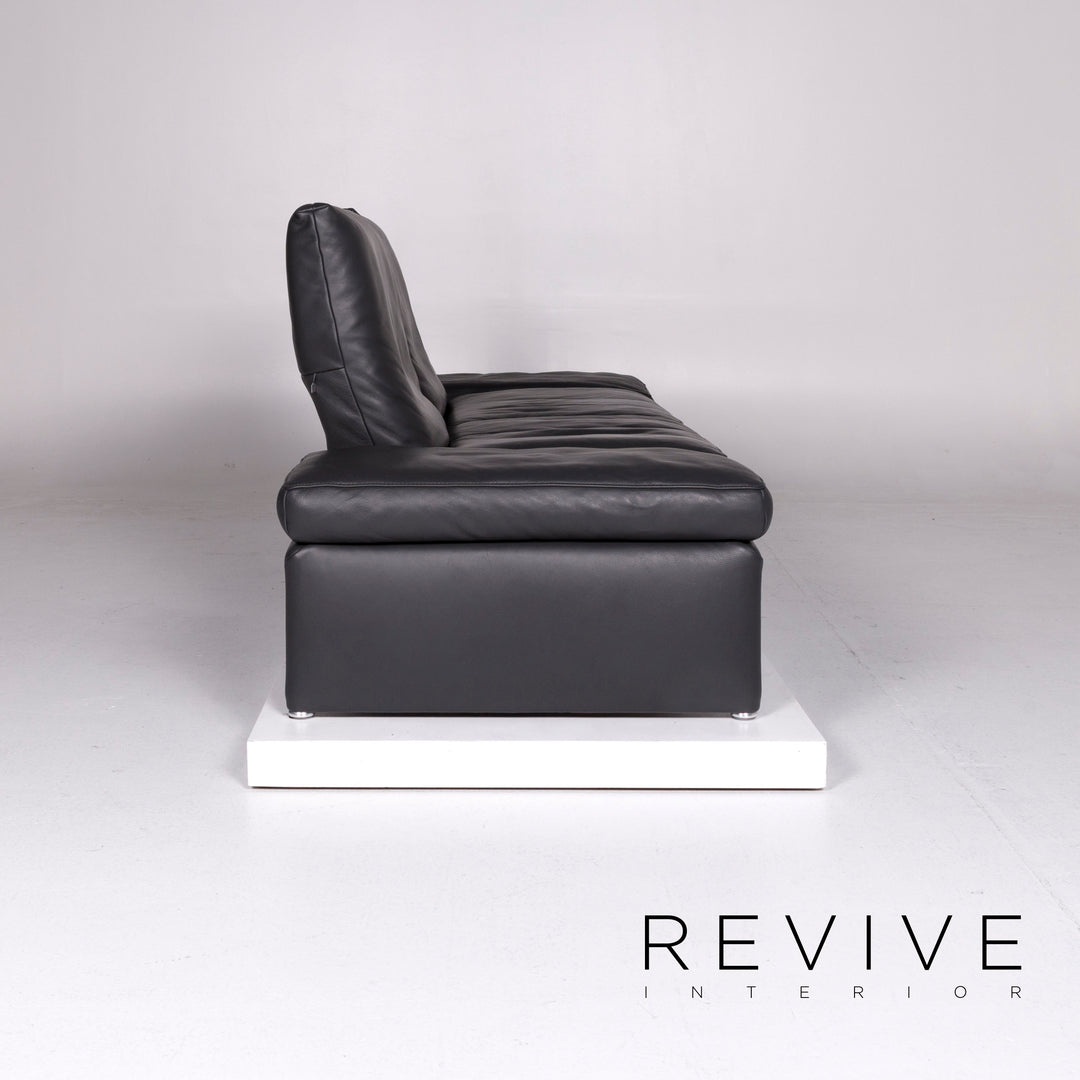 Koinor Raoul ensemble canapé cuir gris anthracite 1x deux places 1x tabouret fonction relaxation #10515