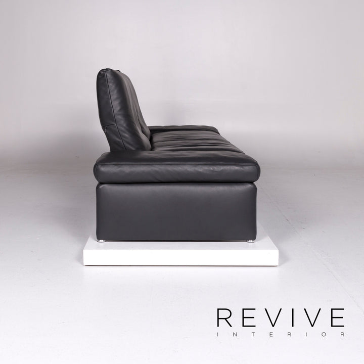 Koinor Raoul ensemble canapé cuir gris anthracite 1x deux places 1x tabouret fonction relaxation #10515