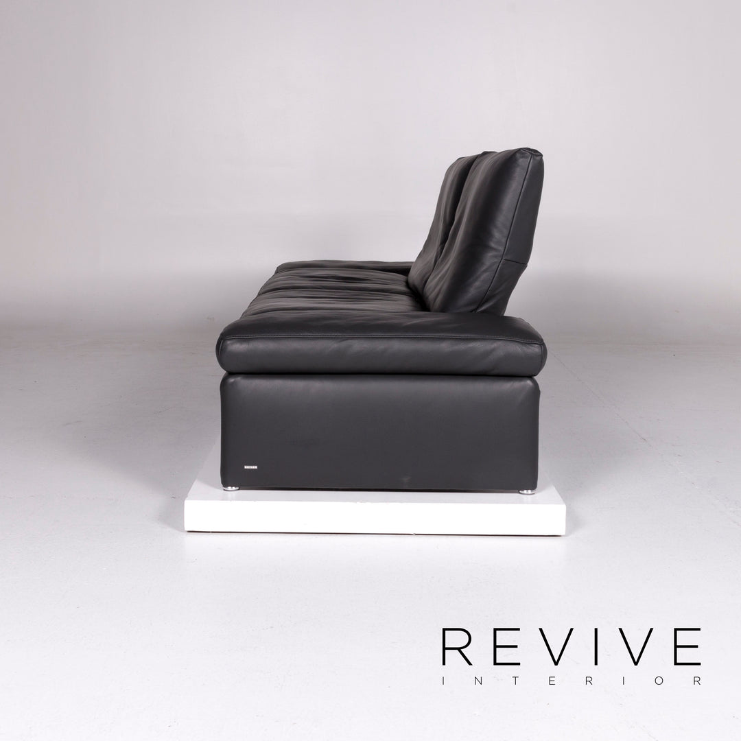 Koinor Raoul ensemble canapé cuir gris anthracite 1x deux places 1x tabouret fonction relaxation #10515