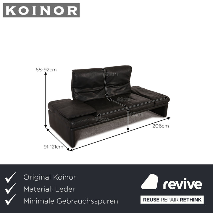 Koinor Raoul leather two seater anthracite sofa couch function