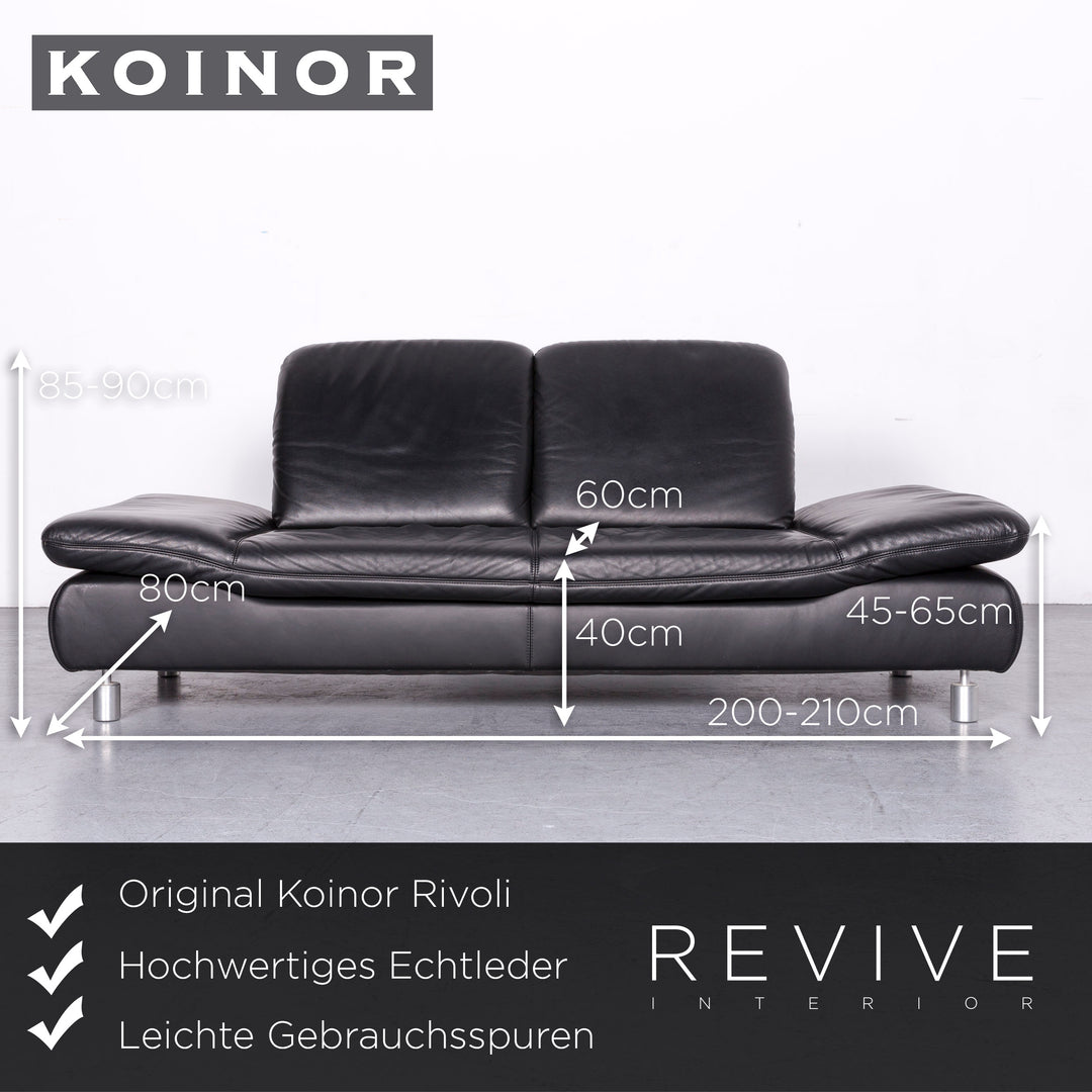 Koinor Rivoli Designer Leder Sofa Schwarz Echtleder Dresitzer Couch #6900