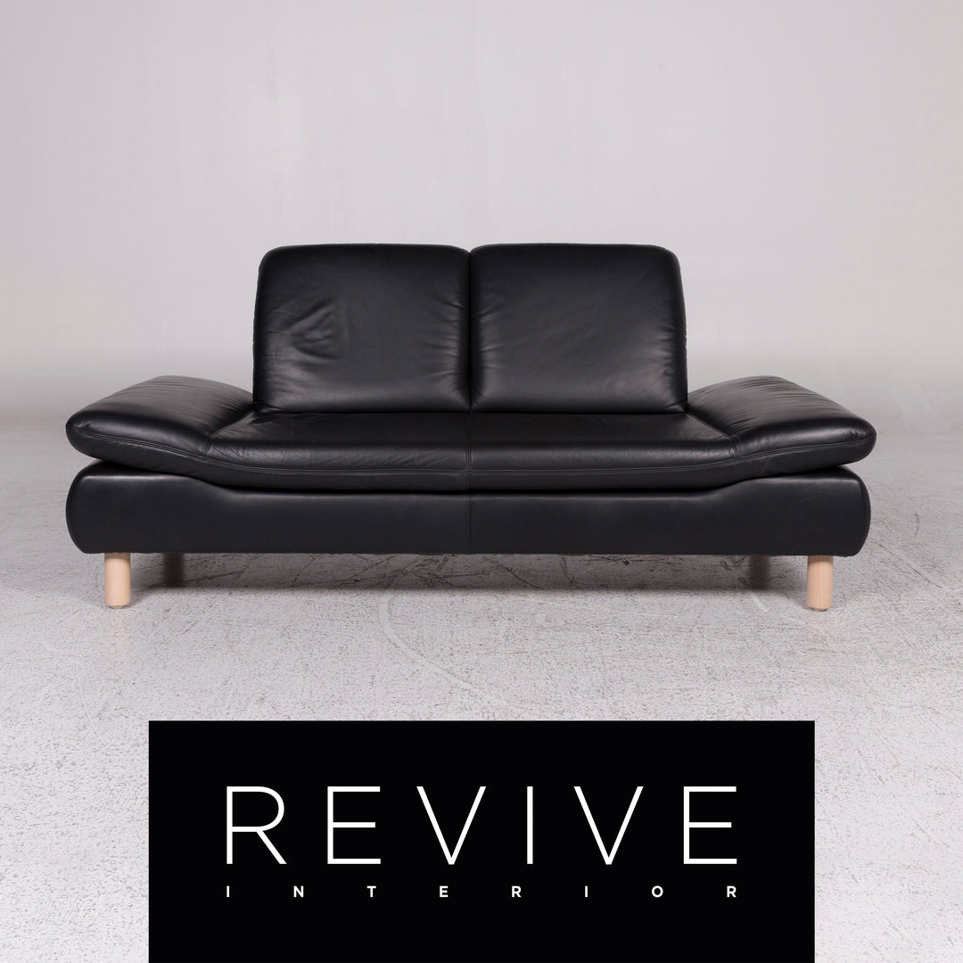 Koinor Rivoli Leder Sofa Schwarz Zweisitzer Couch #9667