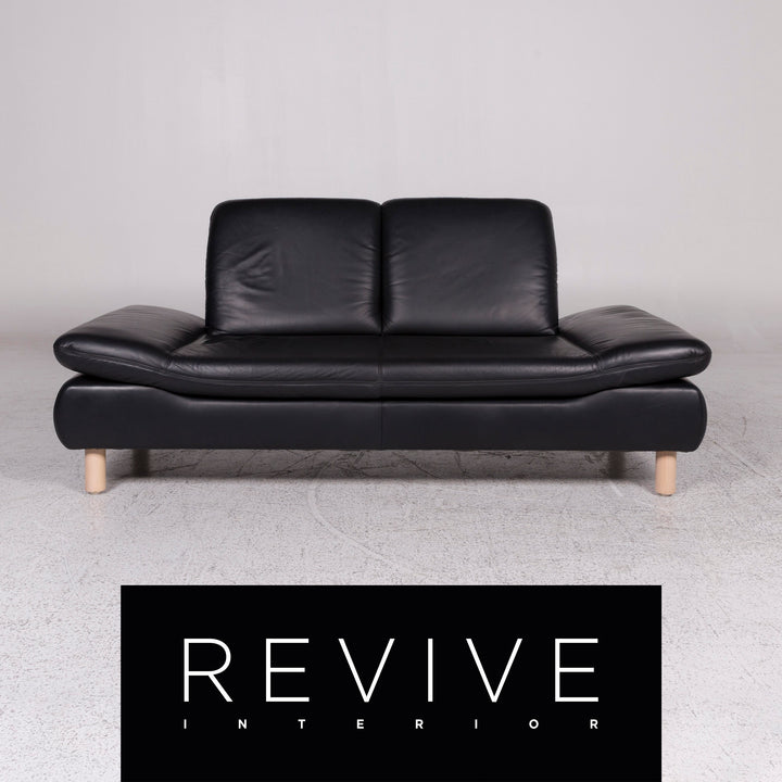 Koinor Rivoli Leder Sofa Schwarz Zweisitzer Couch #9667