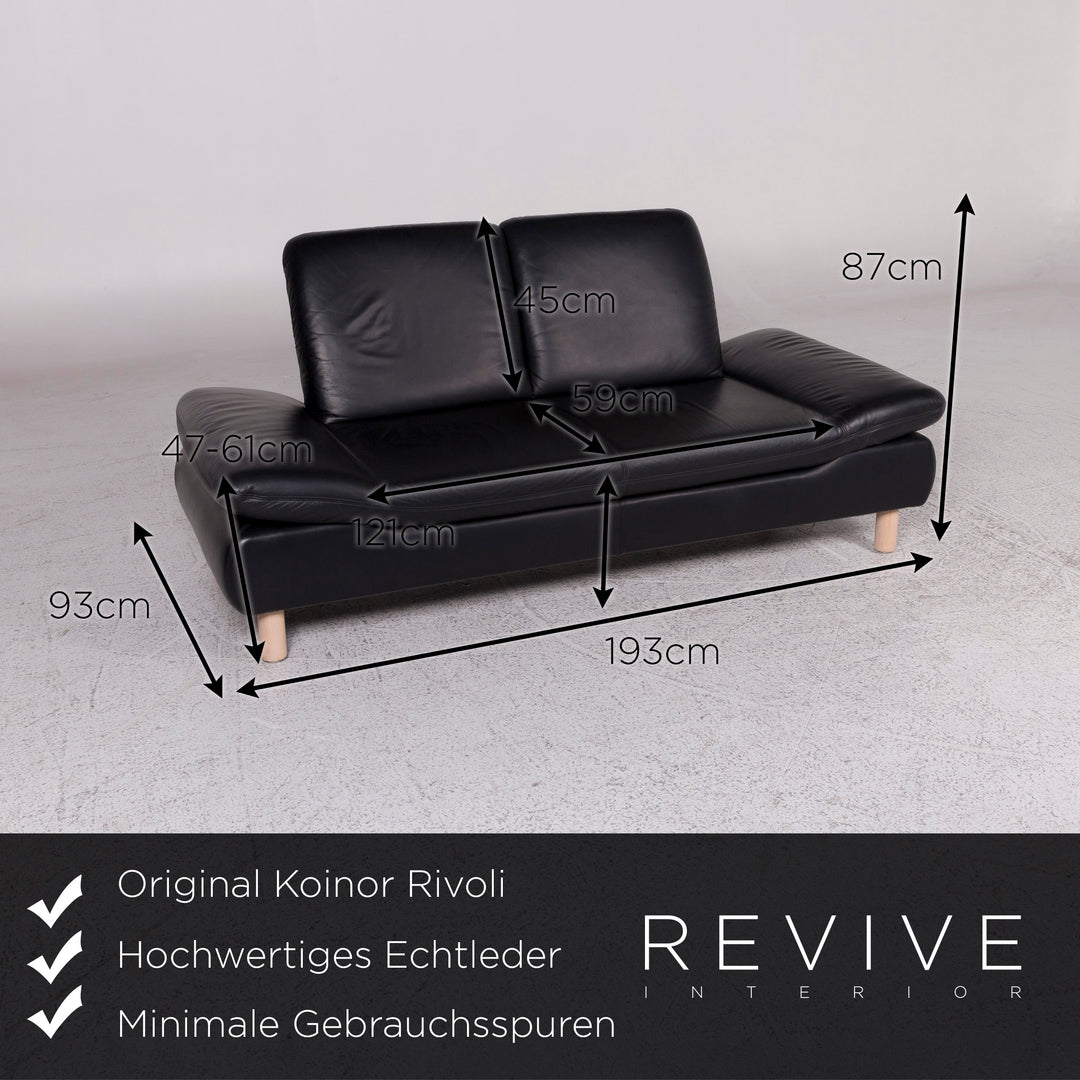 Koinor Rivoli Leder Sofa Schwarz Zweisitzer Couch #9667