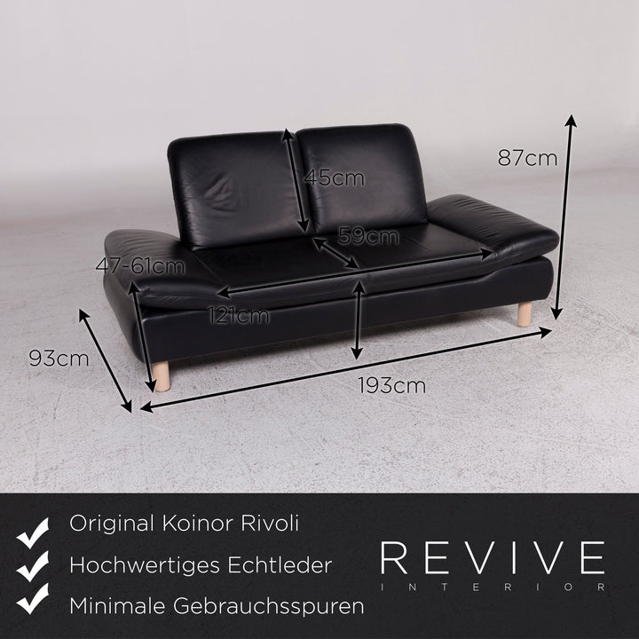 Koinor Rivoli Leder Sofa Schwarz Zweisitzer Couch #9667