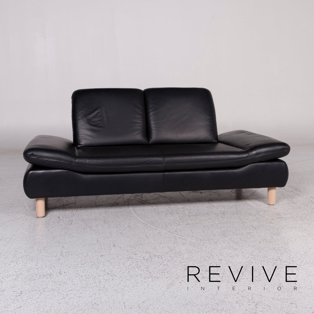 Koinor Rivoli Leder Sofa Schwarz Zweisitzer Couch #9667