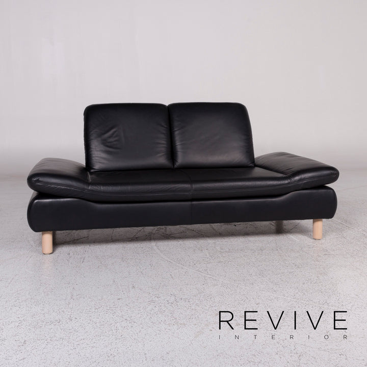 Koinor Rivoli Leder Sofa Schwarz Zweisitzer Couch #9667