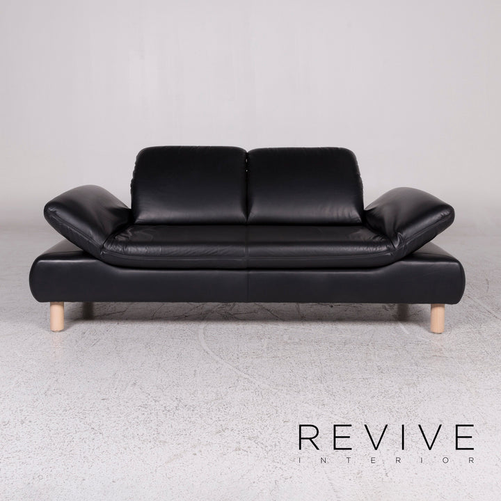 Koinor Rivoli Leder Sofa Schwarz Zweisitzer Couch #9667