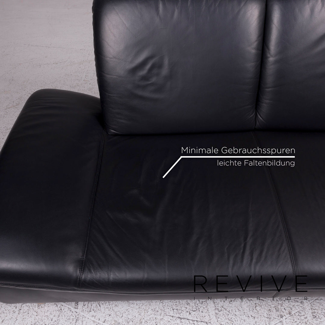 Koinor Rivoli Leder Sofa Schwarz Zweisitzer Couch #9667