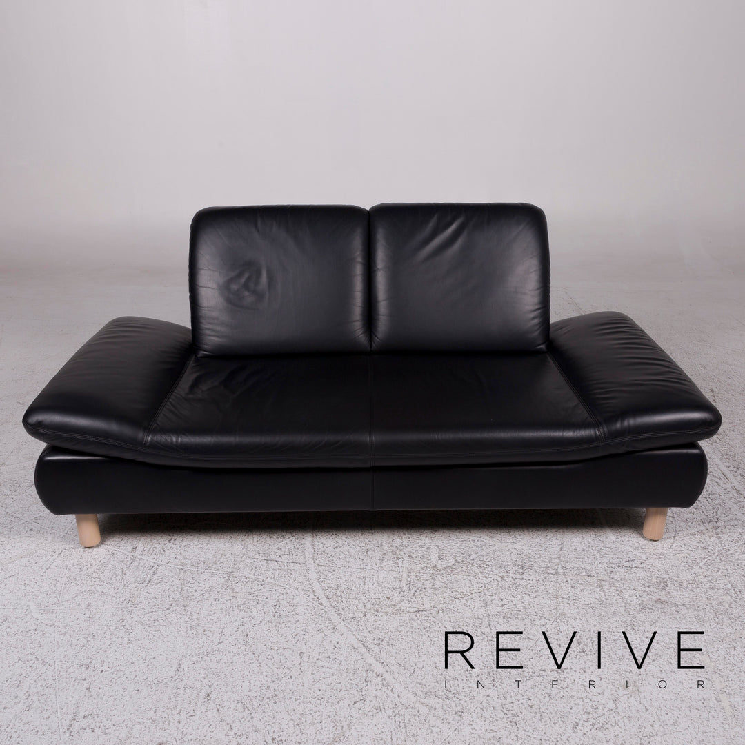 Koinor Rivoli Leder Sofa Schwarz Zweisitzer Couch #9667