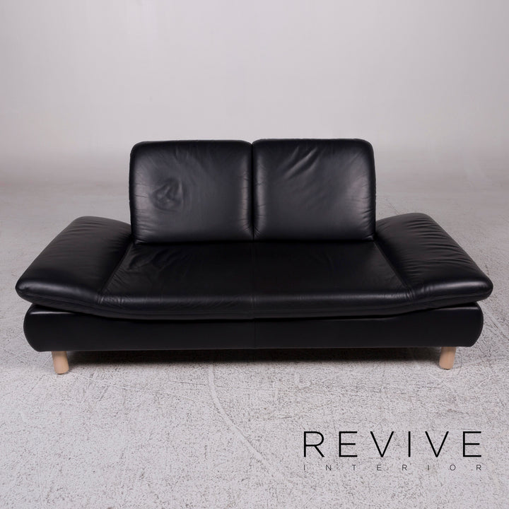 Koinor Rivoli Leder Sofa Schwarz Zweisitzer Couch #9667